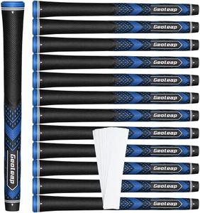 Geoleap Golf Grips Set of 13- Soft Golf Club Grips,Reduce Taper Design Provides High Traction and Performance,13 Grips with 15 Tapes and 13 Grips with All Repair Kits for Choice. (Midsize, Black