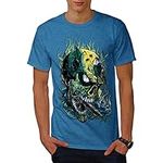 Wellcoda Goth Skull Hot Horror Mens T-Shirt, Detailed Design Print Tee Royal Blue XL