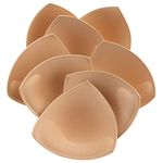 KSang Bra Pads Inserts 4 Pairs Sewn Edges Breast Padding for Sports Bras Swimsuits Bikini A, B, C, D Cup Available, Beige, B