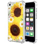 Yodueiv Phone Case for iPod Touch 7 / iPod Touch 6 / iPod Touch 5 Case for Girls Women, Soft Clear TPU Protective Transparent Case Cover for Apple iPod Touch 5/6/7th (Sunflower)