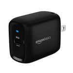 Amazon Basics 30W One-Port GaN USB-C Wall Charger for Tablets and Phones with Power Delivery - Black