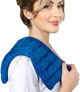 Microwave Heat Pack for Targeted Pain Relief - 40x15cm Weighted Warm Compress Microwavable Moist Heating Pad for Stomach Cramps, Muscle Aches, Back, Neck & Shoulders - Reusable Hot/Cold Bag (Blue)