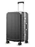 LUGGEX Zipperless Luggage with Spinner Wheels - Polycarbonate Aluminum Hard Shell Suitcase for Traveling, Trunk-Medium 26-Inch, Black