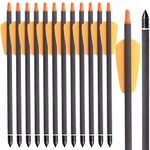 WANVZMR Carbon Crossbow bolts 7.5 15 inch Archery Crossbow Arrows with 2" Vanes Replaced Arrowhead Tip (Pack of 12) (orange, 15inch)