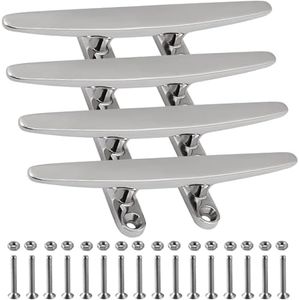 SHENGHUISS Boat Open Base Cleat All 316 Stainless Steel Mooring Dock Cleat for Boat,Deck,Hook (12 inch 4 Pack)