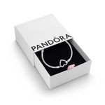 Pandora Moments Women's Sterling Silver Heart Closure Snake Chain Bracelet, Size 19, With Gift Box