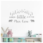 Woodland Nursery Decor, Little Man Cave Wall Stickers Decor for Kids Room, Mountain Forest Bear Nursery Wallpaper, Cute Wall Decal for Girls Boys Room Decor