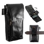 Moonster Leather Phone Holster – Genuine Full-Grain Buffalo Leather Cell Phone Holsters – 7”H x 3.5" W Leather Cell Phone Holster for Large Smartphones – Secure & Durable Phone Belt Holder