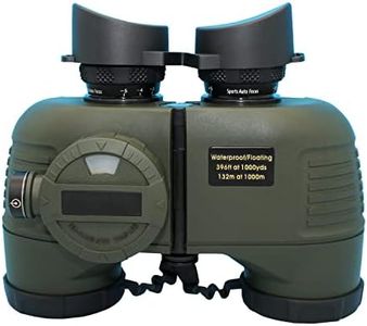 Hooway 7x50 HD Waterproof Military Marine Binoculars w/Internal Rangefinder & Compass for,Bird Watching,Boating and More(Army Green)