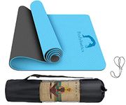 Bodylastics Yoga Mat for Men and Women with Carry Bag TPE 6ft x 2ft x 6mm Large Size Anti Slip & Anti Tear Workout Mat (Blue/Black Mat Only)