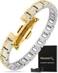 MagnetRX® Magnetic Bracelets for Women — EllipseMAX 5X Strength 5,000 Gauss Magnets — Designed in USA & PATENT PENDING — Premium Titanium Womens Magnetic Bracelet & Adjustable Length (Silver/Gold)