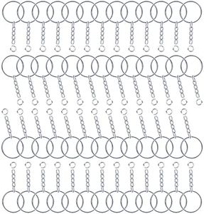 RESONANT CRAFT 75 Split Key Rings with Chain and Jump Rings Bulk Connector for DIY Arts Crafts, 2 CM Stainless Steel Chandeliers Curtain Suncatchers Crystal Garland Necklaces Keys Jewelry Craft (Pack Of 75)
