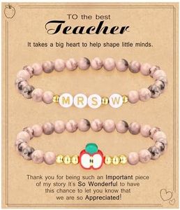 Btysun Teacher Appreciation Day Gift Ideas End of Year Teacher Gifts Initial Bracelet Pink Bracelet Mrs W Thank You Teacher Gifts from Student