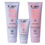 Noughty 97% Natural Wave Hello Shampoo, Conditioner and Taming Cream Trio, Vitamin Rich Formula for Curly and Wavy Hair, with Sea Kelp and Avocado Oil, Vegan Haircare 2 x 250ml, 1 x 150ml