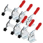 Yesland 6pcs Toggle Clamps, Hand Tool Toggle Clamp Red Plast Horizontal Quick Release Tool Heavy Duty Toggle Clamp Tool (201B)