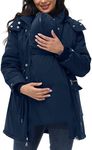 PBNBP Womens 3-in-1 Maternity Puffer Coats Winter Warm Quilted Lined Parka Water-Resistant Babywearing Hooded Jackets Navy