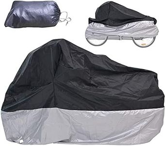 Bike Cover, Waterproof Outdoor Storage Bicycle Cover Adult Tricycle Cover Motorcycle Covers, Heavy Duty Ripstop Material, Rain Sun UV Dust Wind Proof with Lock Hole & Storage Bag (Black and Silver)