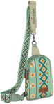 Wrangler Aztec Crossbody Sling Bags for Women Cross Body Purse with Detachable Strap WG2205-210LGN