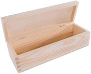 Wooden Oblong Rectangular Lidded Box | 30 x 14 x 10.5 cm | Valuables Memory Keepsake Storage Case | Unpainted & Untreated Plain Decorative Pinewood for Craft Decoupage