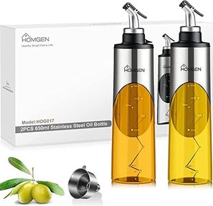 HOMGEN Bouteille Huile Olive 650 ML, 2 pcs Bouteille Huile et Vinaigre Distributeur Vaporisateur Alimentaire en Acier Inoxydable Pulvérisateur d'Huile avec 4 Brosse pour Cuisine/Cuisson/BBQ