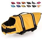 HAOCOO Dog Life Jacket Vest Saver Safety Swimsuit Preserver with Reflective Stripes/Adjustable Belt Dogs?Yellow,S