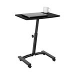 Seville Classics Airlift Height Adjustable Mobile Rolling Laptop Cart Computer Workstation Desk Table for Home, Office, Classroom, Hospital, w/Wheels, Flat (24") (New Model), Black