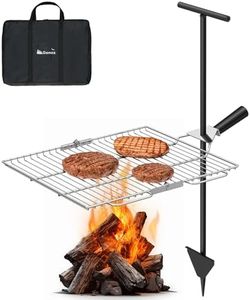 Gonex Portable Swivel Campfire Grill Grate Folding Stainless Steel Compact Camping Grill 15"x18" Cooking Equipment for Fire Pit, Courtyard, Outdoor, BBQ
