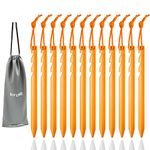 Aluminum Tent Stakes 12pcs-Pack, 7075 Aluminum Tent Stakes Pegs for Outdoor Backpacking, Camping, Tents Hammocks and Canopy Stakes (Orange)