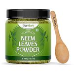 OurHerb® Pure Neem Leaves Powder: Natural Solution for Pimple-free Clear Skin & Silky Hair, Ideal for Face Packs, Hair Care, and Pigmentation Support with Wooden Spoon – 100g | 3.5 Oz