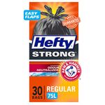 Hefty® Garbage Bags, Strong Regular 75 Litres Black, Easy Flaps, Arm & Hammer odour neutralizer, 30 Bags