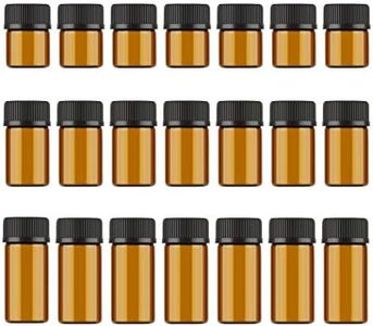 JJKMALL 1ml/2ml/3ml Mini Amber Glass Vial Essential Oil Bottles with Orifice Reducer and Cap for Essential Oils, Chemistry Lab Chemicals, (30 pcs) (1ml 10pcs 2ml 10pcs 3ml 10pcs)