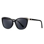 Colrea Trendy Cat Eye Sunglasses for Women Fashion Cateye UV400 Protection Glasses CL22017, Black Lens/Black Frame, 140mm