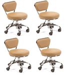 Set of 4 Nail Salon Pedicure Stool Pedicure Chair DAYTON CASHMERE Pneumatic, Adjustable 13" to 15", Rolling