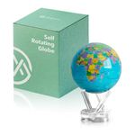 MOVA Globe - Ocean Blue Political Map Classic (4.5") | Rotating World Globe Powered by Light | Educational Home Decor, No Batteries or Wires Needed