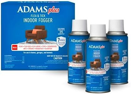 ADAMS Plus Flea & Tick Indoor Fogger, 3 x 3 oz Cans, Kills Fleas, Flea Eggs, Ants, House Flies, Wasps, Cockroaches, Mosquitoes and Many Other Listed Pests, Each Fogger Treats Up to 3000 Cu Ft, 9 Oz