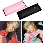 URAQT Car Seat Belt Pad, 2 Pcs Seatbelt Pillow for Children Strap Protection, Comfortable Car Seat Belt Cover Shoulder Pads, Baby Seat Belts Seatbelt for Kids and Adults (Black+Pink)