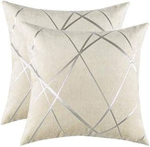 GIGIZAZA Avorio Lusso Cuscino Copre Caso, Accento a Striscia d'Argento Cuscino, Miglior Decorativi Square sham Cuscino Copre per Divano Divano Letto Arredamento 50x50cm Set di Due