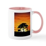 CafePress Wild Animals On African Savannah Sunset Mug 11 oz (325 ml) Ceramic Coffee Mug