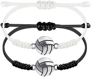 SmileBelle Volleyball Gifts Volleyball Bracelets 2 PCS Volleyball Stuff for Women Stocking Stuffers Adjustable White Sports Braided Bracelet for Men as Volleyball Players Volleyball Party Jewelry
