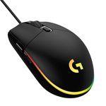 Logitech G203 2nd Gen Wired Gaming Mouse, 8,000 DPI, Rainbow Optical Effect LIGHTSYNC RGB, 6 Programmable Buttons, On-Board Memory, Screen Mapping, PC/Mac Computer and Laptop Compatible - Black