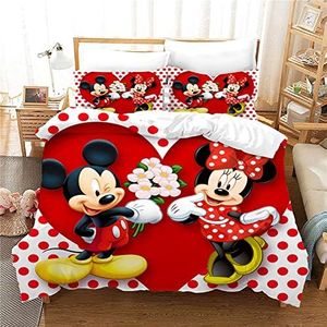 Mickey Minnie Parure De Lit avec Housse De Couette Et Taie d'oreiller en Microfibre, Impression Numérique 3D,Literie pour Enfants (A03,220x240cm)