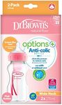 Dr. Brown's Options Plus with Level 1 Teat Wide Neck Feeding Bottle 2 Pack, 270 ml