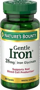 Nature's Bounty Gentle Iron 28 mg Iron Glycinate, 90 Capsules (Pack of 3)