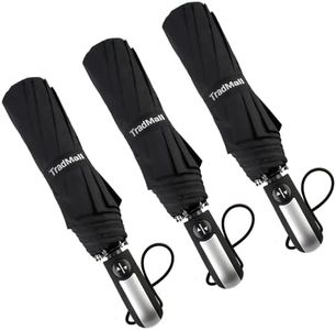 TradMall 3 Pack Travel Umbrella Windproof Portable 46 Inches Large Canopy Auto Open & Close, Black