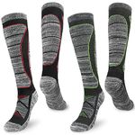 Smlper 2 Pairs Merino Wool Ski Socks Men,Thermal Warm Knee High Thick Socks for Winter, Cold Weather, Snow, Snowboarding, Hunting, Hiking