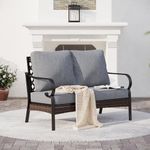 SUNSHINE VALLEY Metal Patio Furniture Loveseat with 5.75" Extra Thick Waterproof Cushion, 2-Seater Deep Seating & High-Back Black Outdoor Couch All Weather Outdoor Seating for Gazebo Porch, Gray