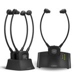 Avantree HT3831 - [3 Pairs] Wireless TV Headphones for Seniors with Transmitter Set, Clear Dialogue, L/R Volume Adjustment for Elderly, Compatible with TVs with Optical or AUX Audio Output
