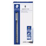 STAEDTLER Pigment Liner, Fineliner Pen for Drawing, Drafting, Journaling, 1.2mm, Black, Box of 5 Pens, 308 12-9M