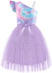 Arshiner Girls Lavender Dress Easter Summer Tulle Party Fancy Tween Boho Casual Ruffle Sleeve Midi Sundress Outfits Mermaid