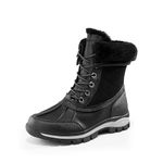 DREAM PAIRS Snow Boots for Women Waterproof Mid Calf Lace Up Duck Boots Warm Faux Fur Winter Boots for Outdoor,Size 8.5,Black,SDSB2401W